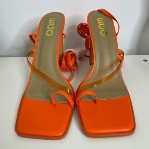Orange Semi Block Heels